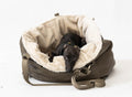AuroraWilc Travel carrier with cream faux fur lining