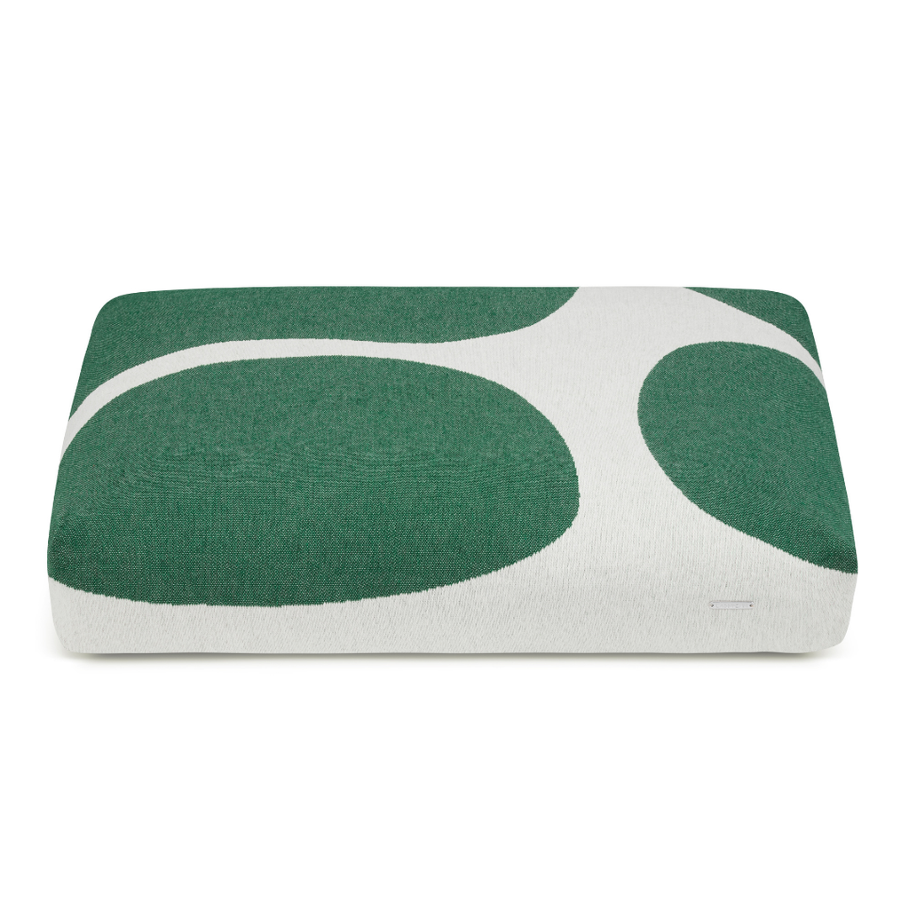 Labbvenn STONE Dog Cushion- Beige with green shapes 1
