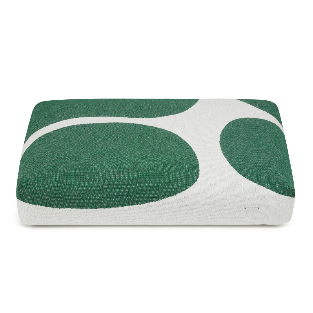 Labbvenn STONE Dog Cushion- Beige with green shapes 1