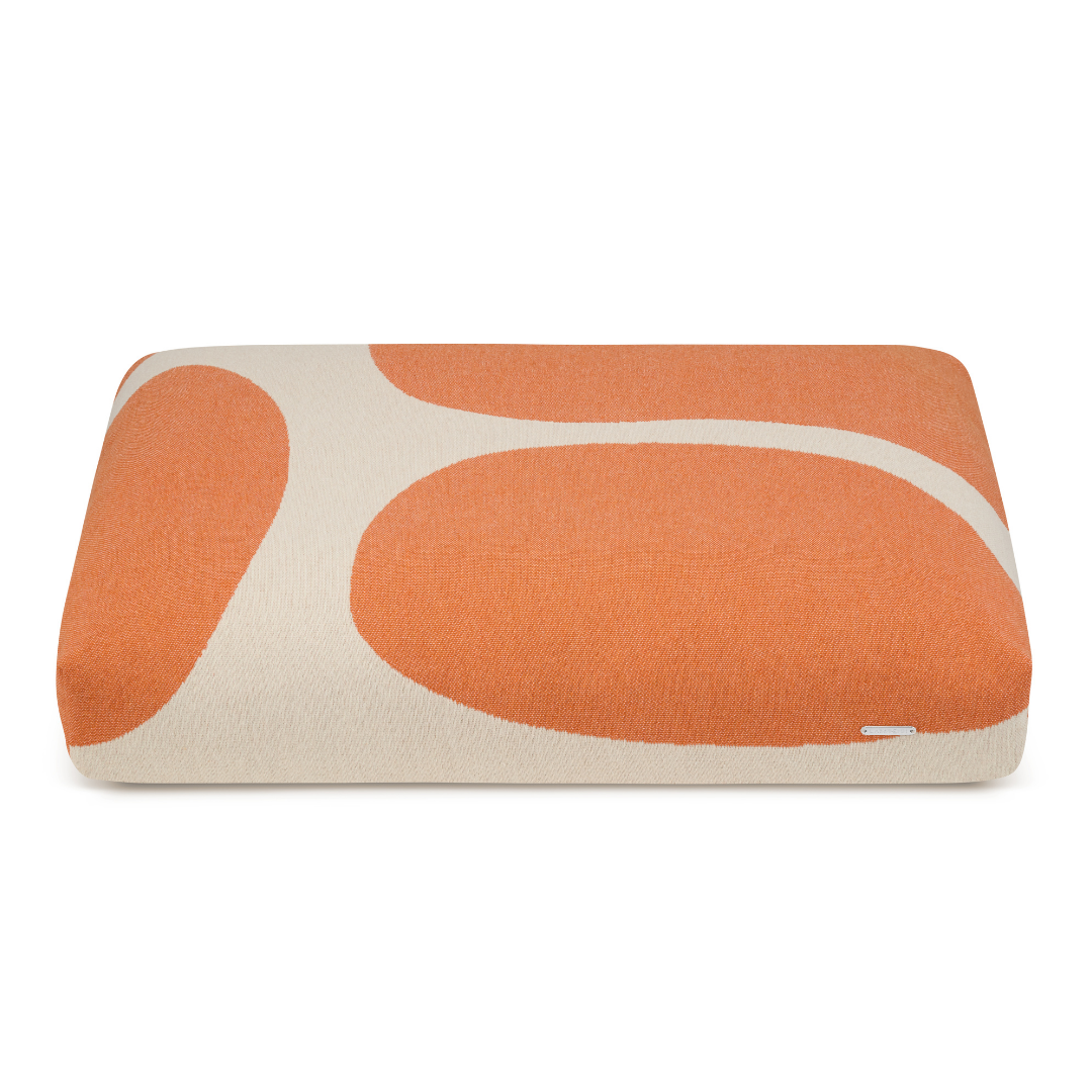 Labbvenn STONE Dog Cushion- Beige with light orange shapes 1