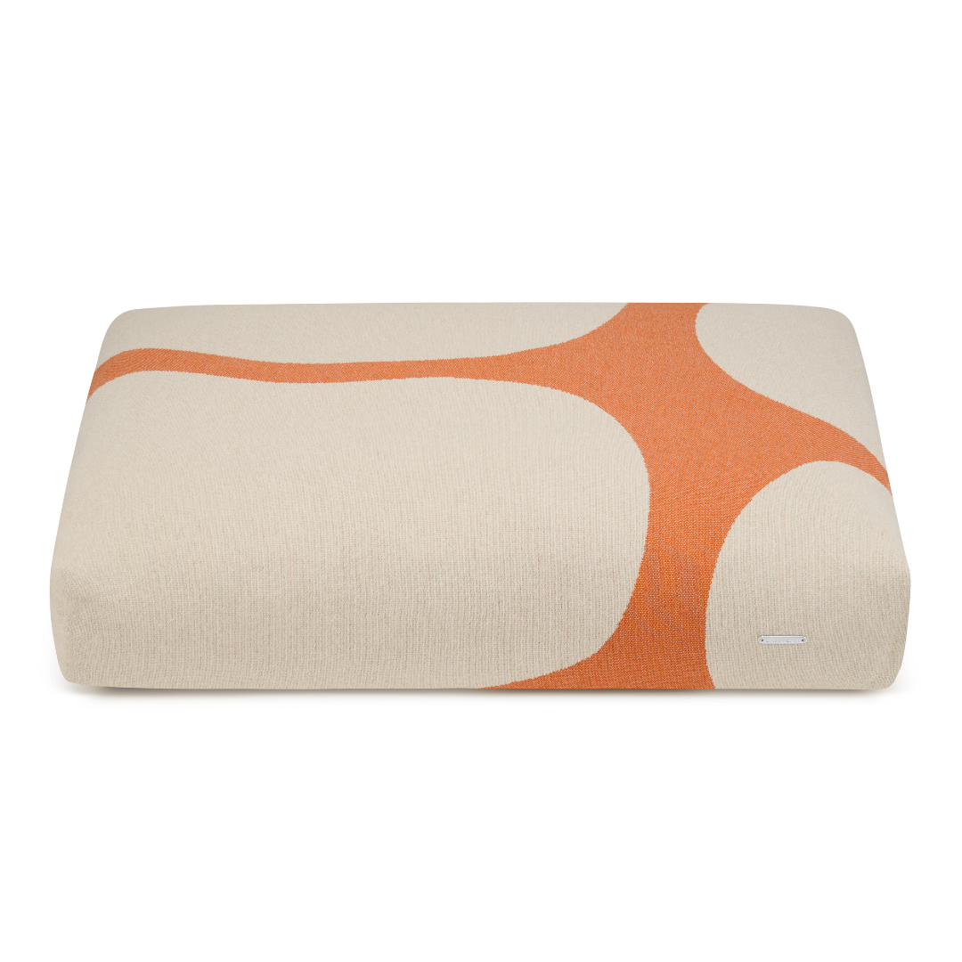 Labbvenn STONE Dog Cushion- Orange with light beige shapes 1