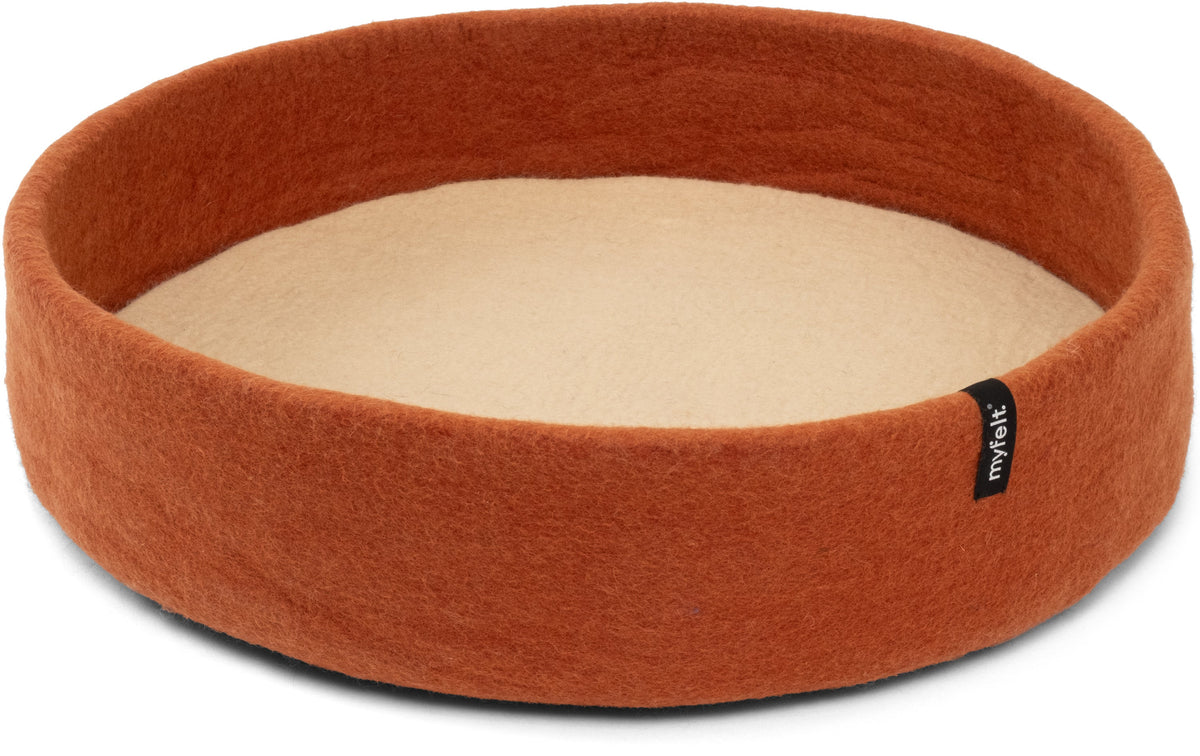 myfelt Lora Dog Basket — Rust Red / Beige / 60 cm