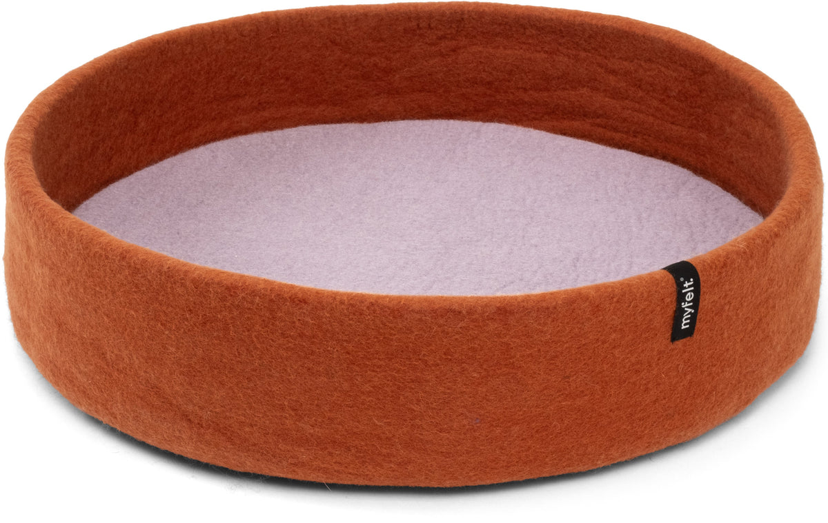 myfelt Lora Dog Basket — Rust Red / Lavender / 60 cm