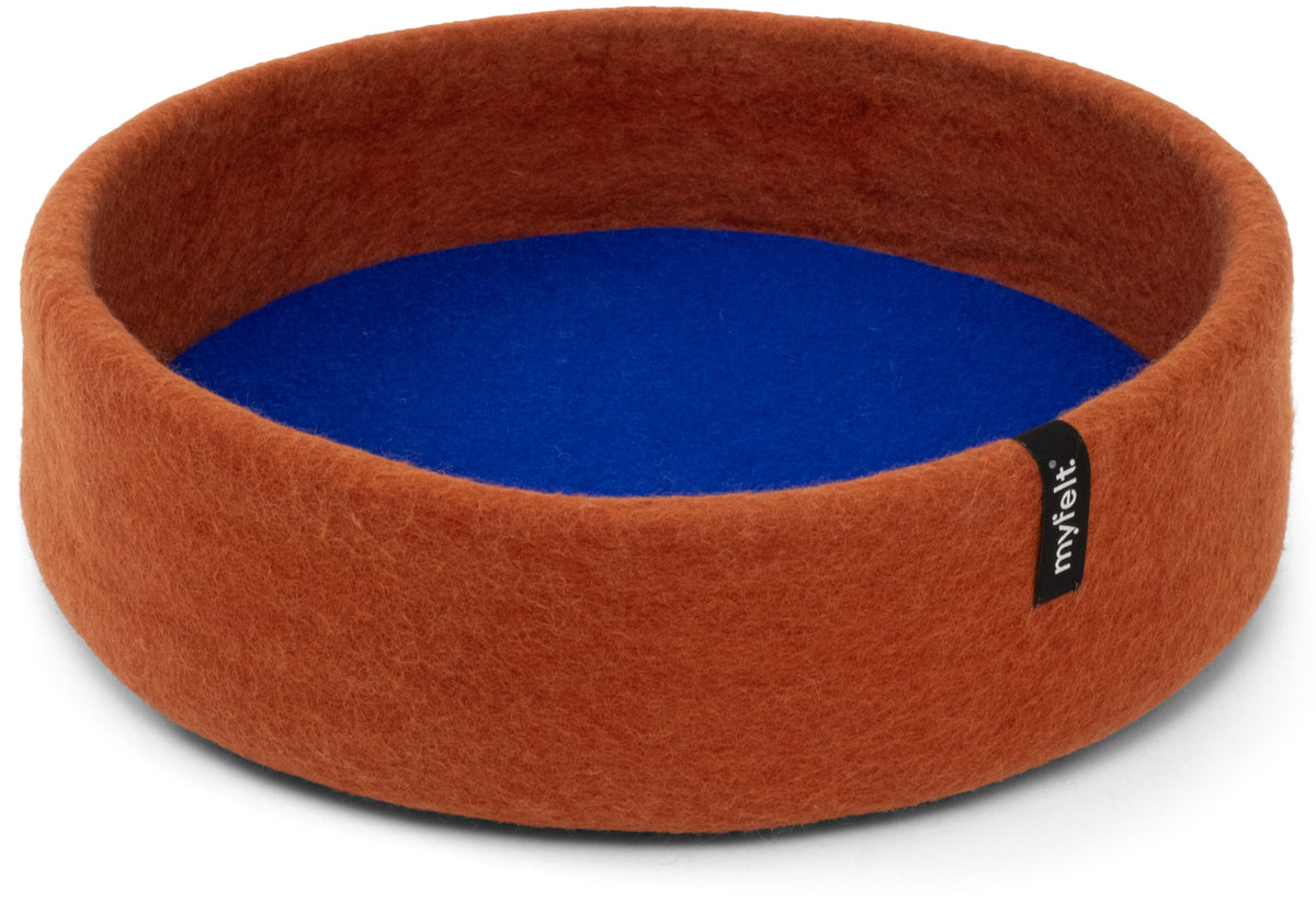 myfelt Lora Dog Basket — Rust Red / Royal Blue / 40 cm