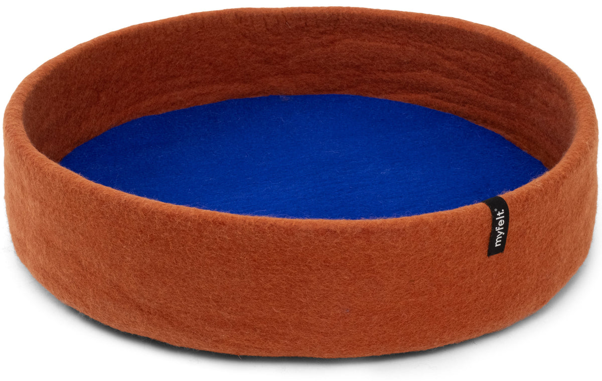 myfelt Lora Dog Basket — Rust Red / Royal Blue / 60 cm