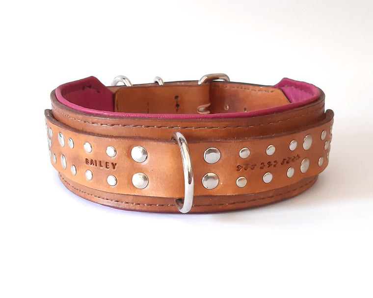 Bold Leather Studded Collar - 50mm
