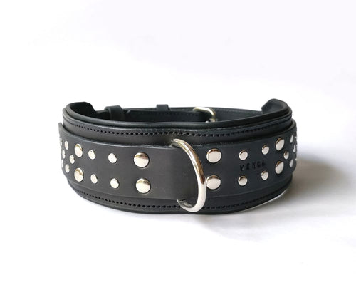 Bold Leather Studded Collar - 50mm