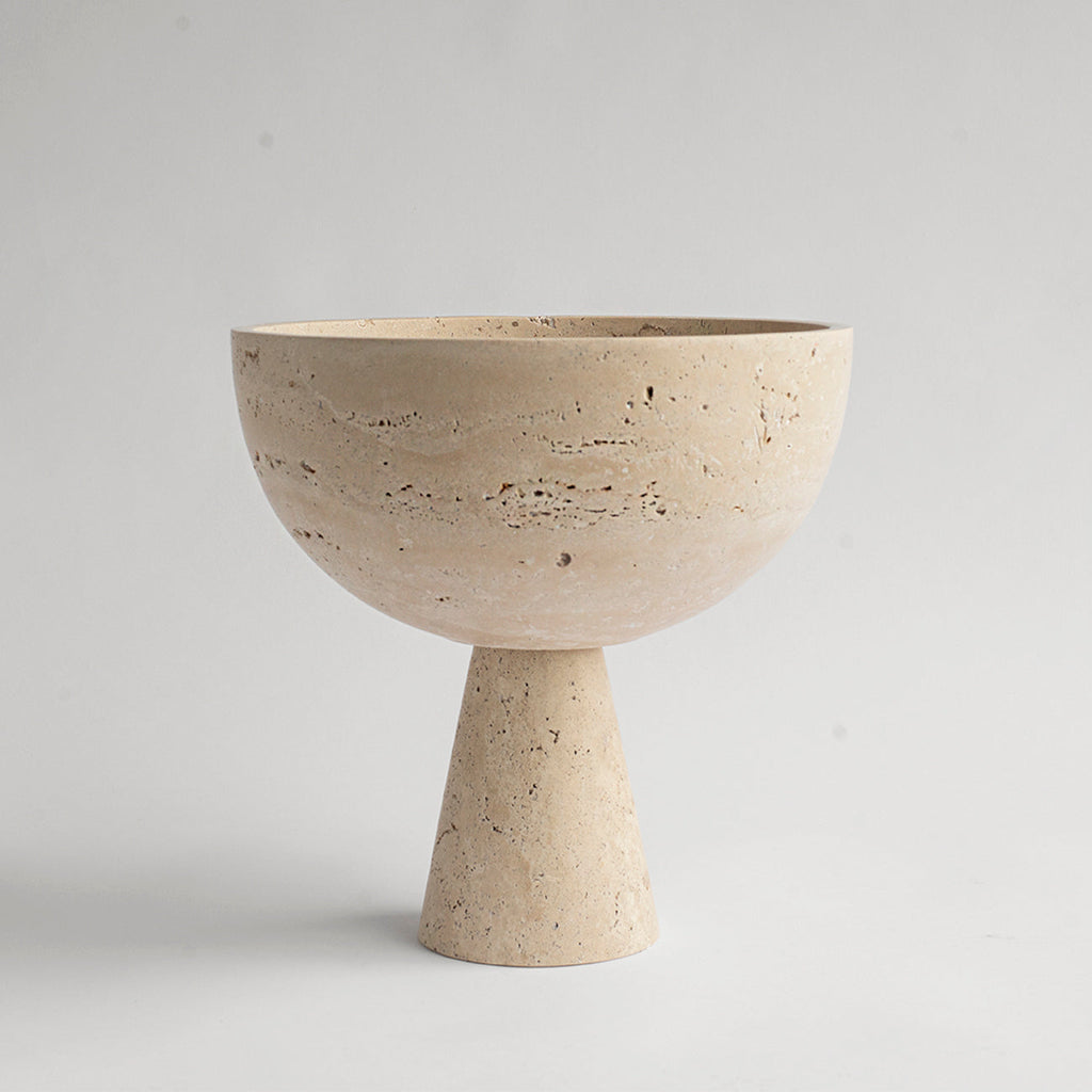Kiwano Concept Travertine Pedestal Bowl — 1