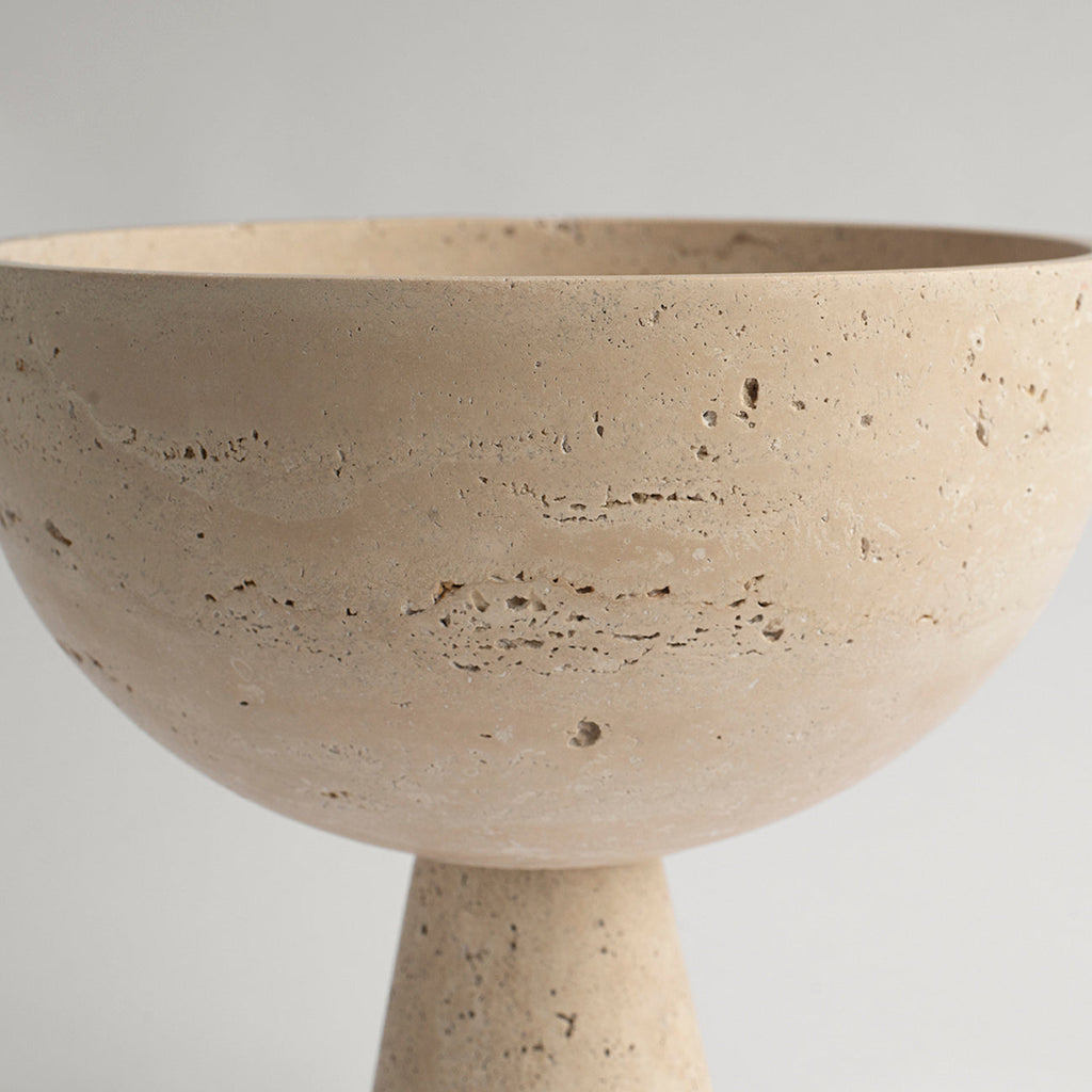 Kiwano Concept Travertine Pedestal Bowl — 2