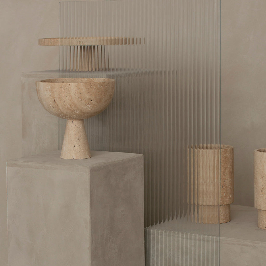 Kiwano Concept Travertine Pedestal Bowl — 4