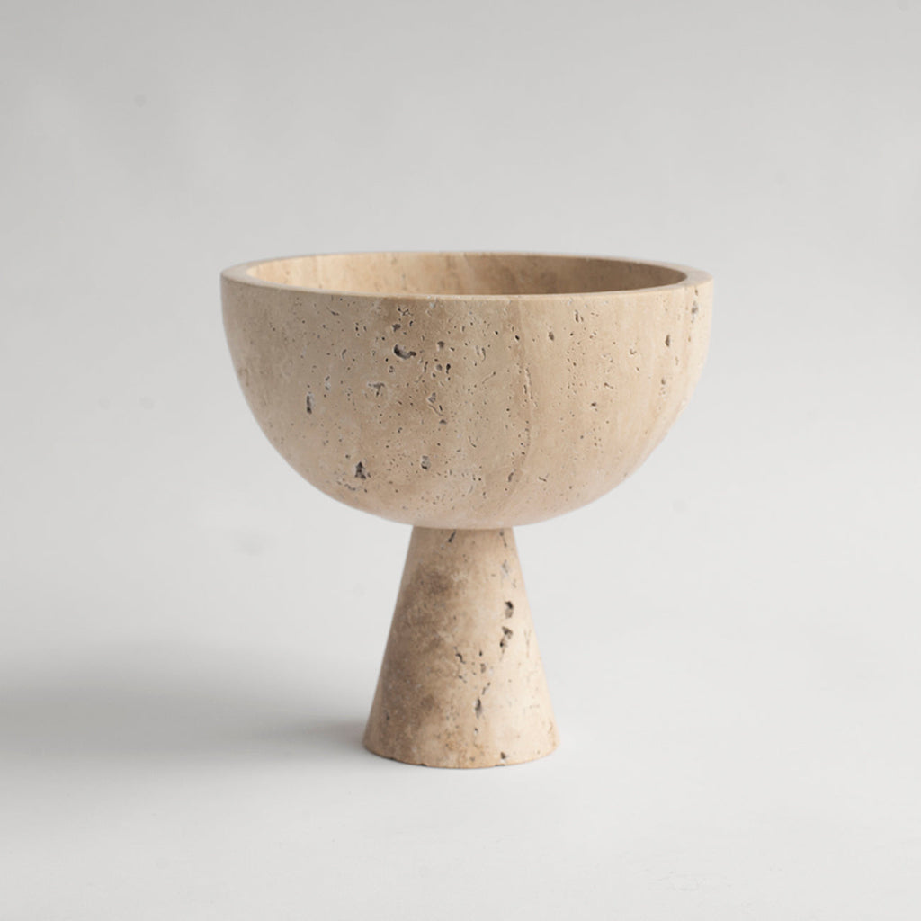 Kiwano Concept Travertine Pedestal Bowl — 5