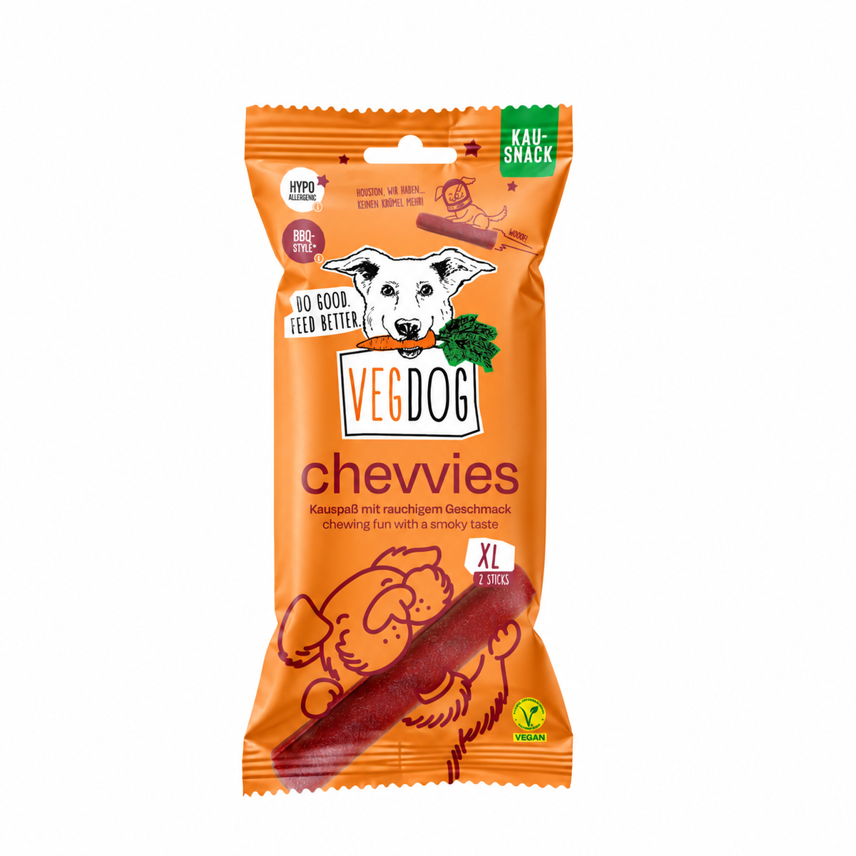 VEGDOG Chevvies XL 200 g — pack on a white background